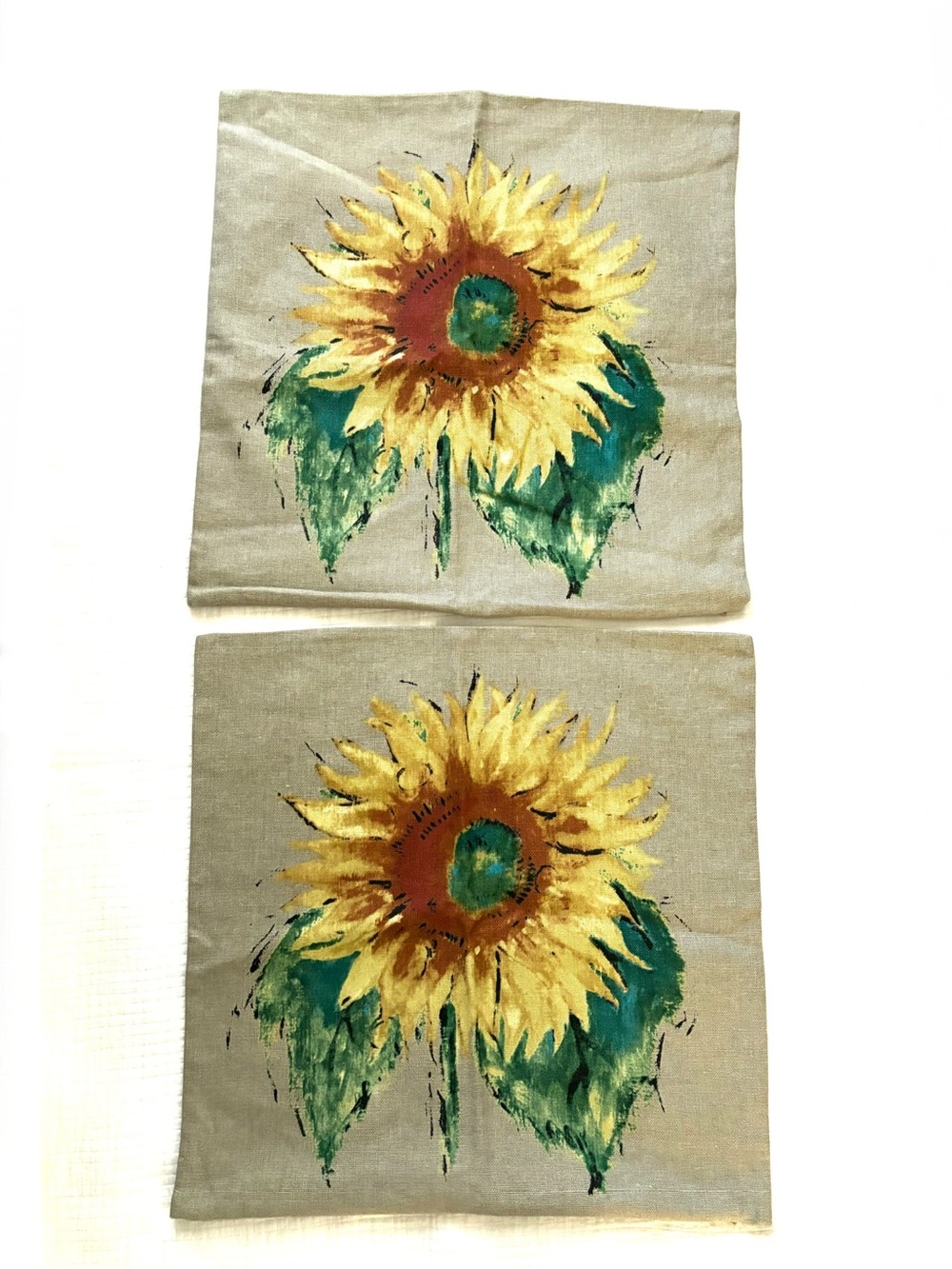 Pottery Barn Sunflower Pillow Cover cotton linen blend 20 x 20